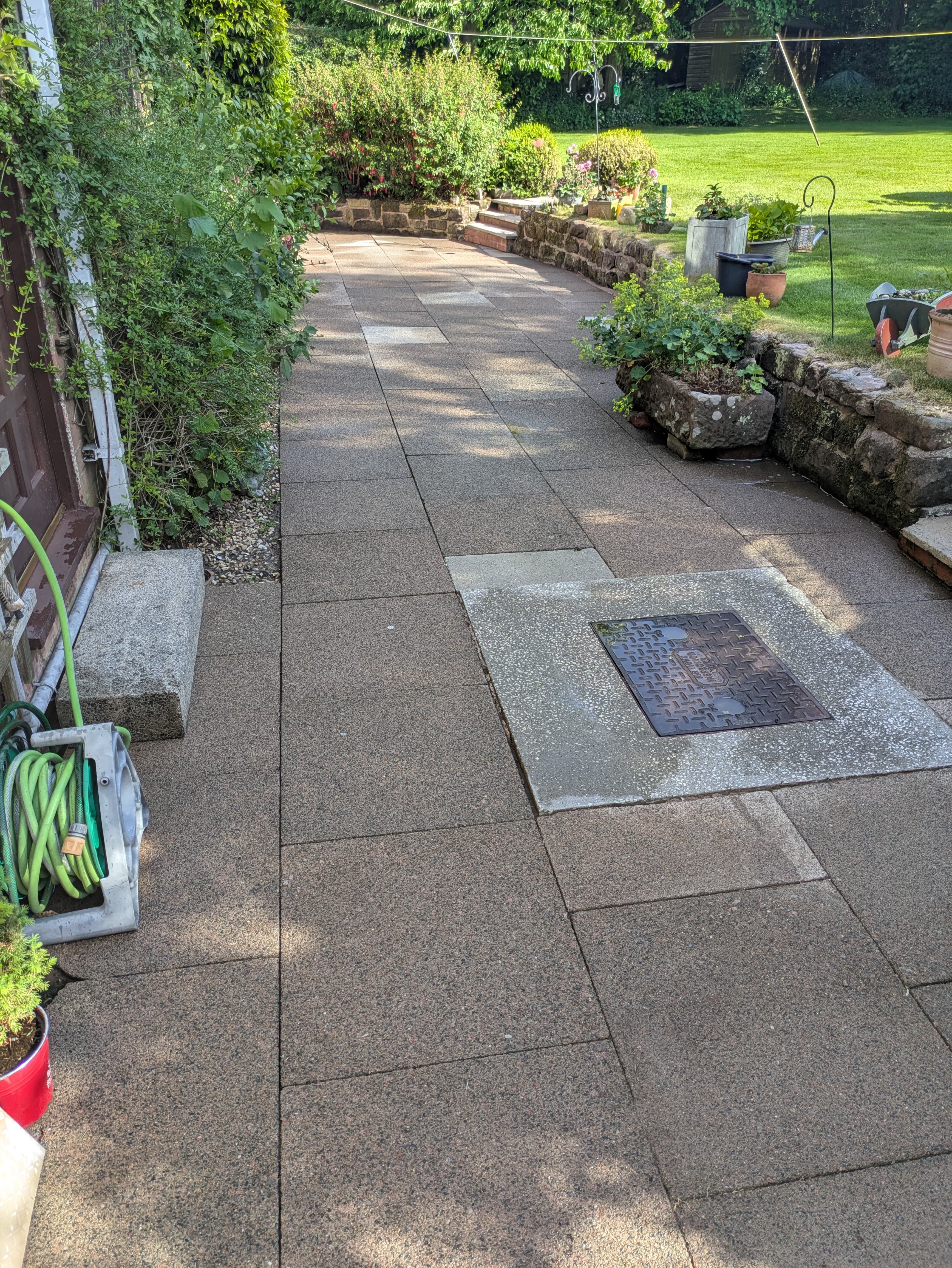 Clean concrete patio after cleaning